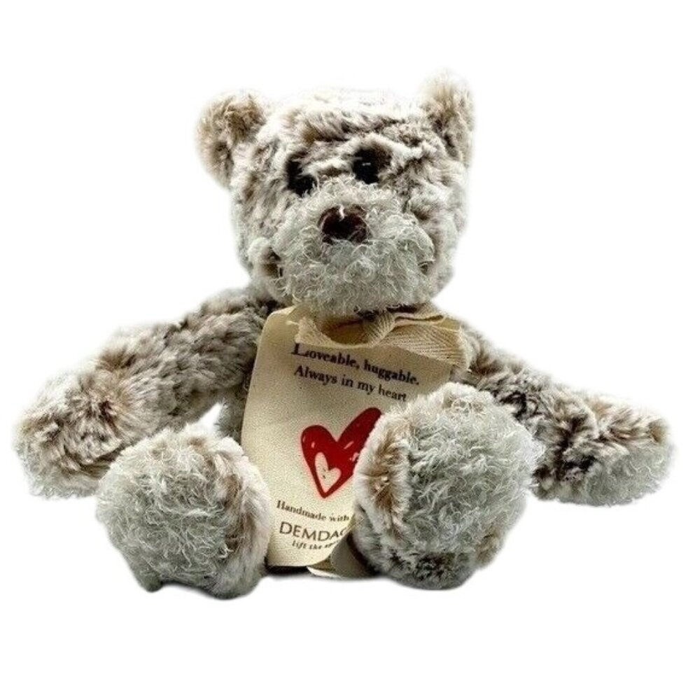 Demdaco Giving Bear Plush Brown White 9" Always in my Heart Mottled Frosted